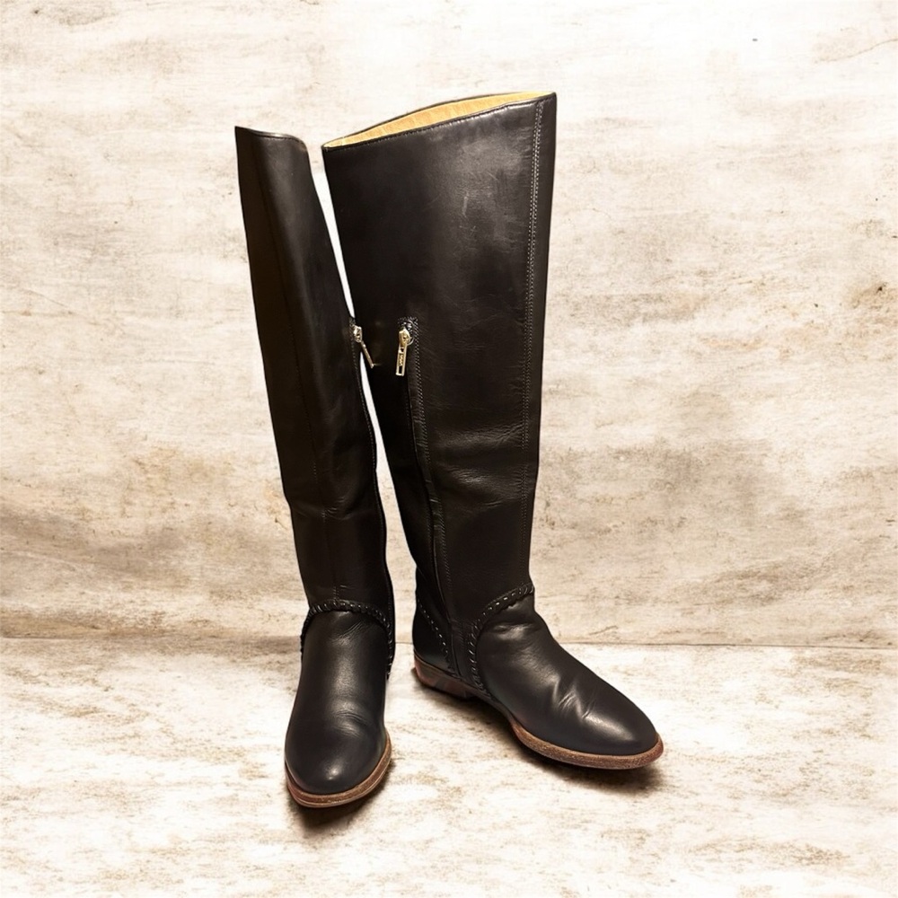 UGG Gracen Whipstitch tall leather boots in black Sz 5 1/2